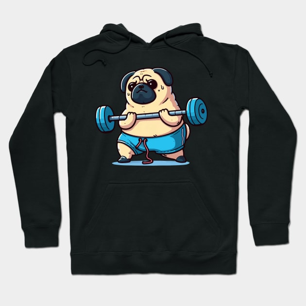 pug dog working out and lifting weights Hoodie by Arteria6e9Vena